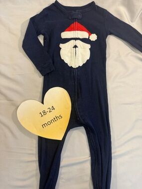 GAP - Navy Blue Santa Kids One Piece Sleeper/Footie